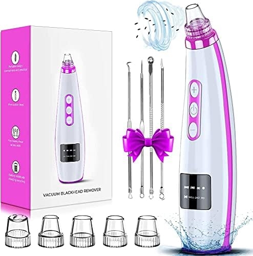 Newest Blackhead Remover Pore Vacuum Upgraded Facial Pore Cleaner Electric Comedone Whitehead Extractor Tool-5 Suction Power,5 Probes,USB Rechargeable Blackhead Vacuum Kit for Women & Men