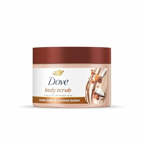 Dove Scrub Brown Sugar & Coconut Butter For Silky Smooth Skin Body Scrub Exfoliates & Restores Skin’s Natural Nutrients 10.5 oz