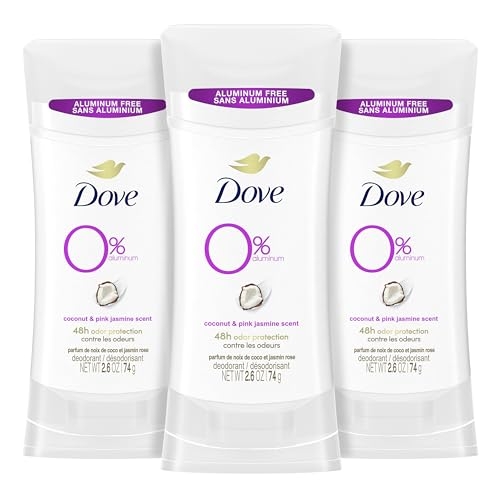 Dove Aluminum Free Deodorant for Women 24-Hour Odor Protection, Coconut and Pink Jasmine, 7.8 Oz, 3 Count